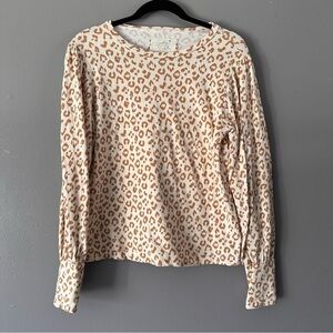 Grey State Bubble Sleeve Crew Neck Sweater | Cream + Tan Animal Print